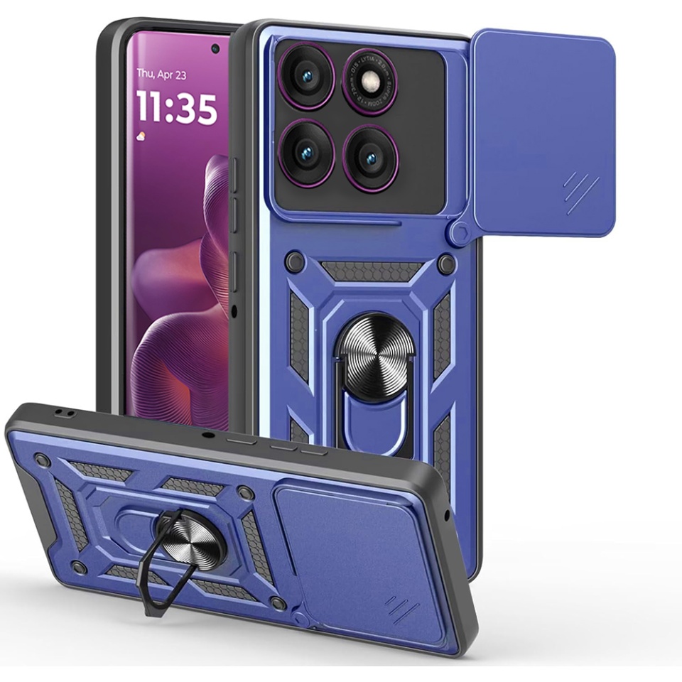 Husa pentru Motorola Edge 60 Pro, SKYDDAR INNOVATION, CamShield, Albastru, set cu sticker
