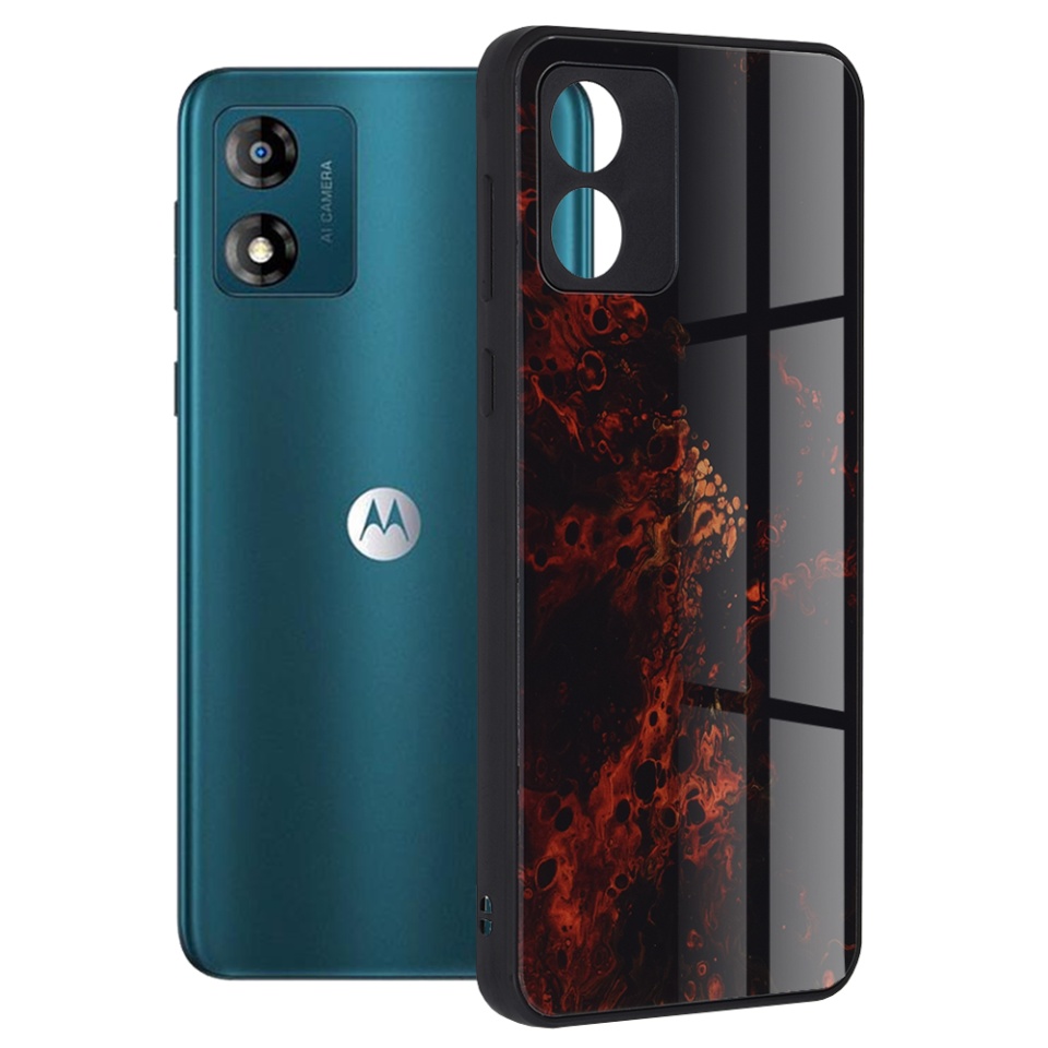 Husa pentru Motorola Moto E13 cu sticla securizata, SKYDDAR Oddysey - Rosu