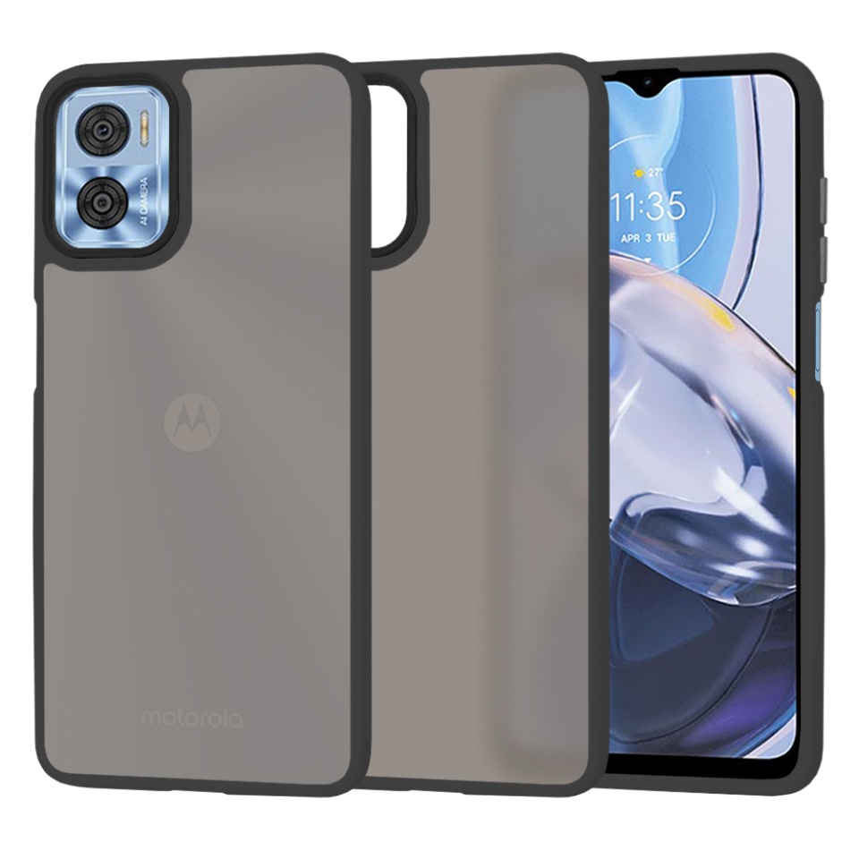 Husa pentru Motorola Moto E22 / Moto E22i, ce Absoarbe Cele mai Aspre Socuri, Skyddar Frosted - Negru