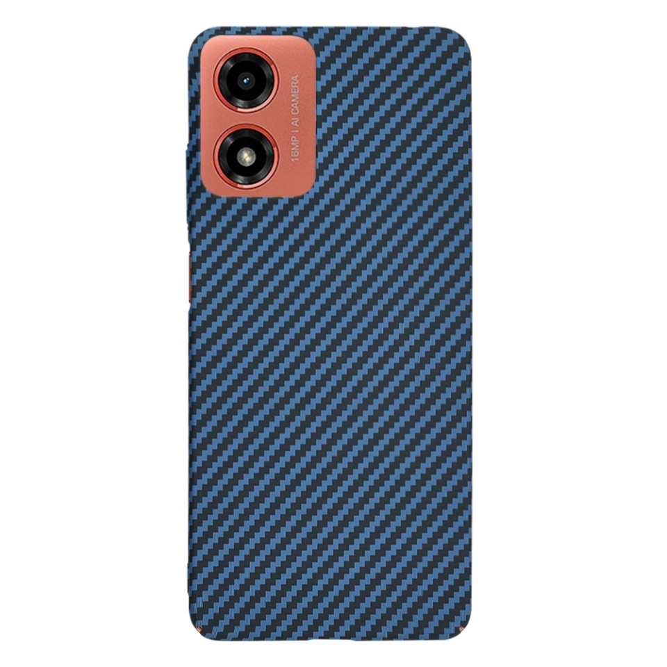 Husa pentru Motorola Moto G04 / Moto G24 / Moto G04s / Moto E14, SKYDDAR INNOVATION, textura carbon, Carbonite FiberShell, set cu sticker, Cyan, - 2 | YEO