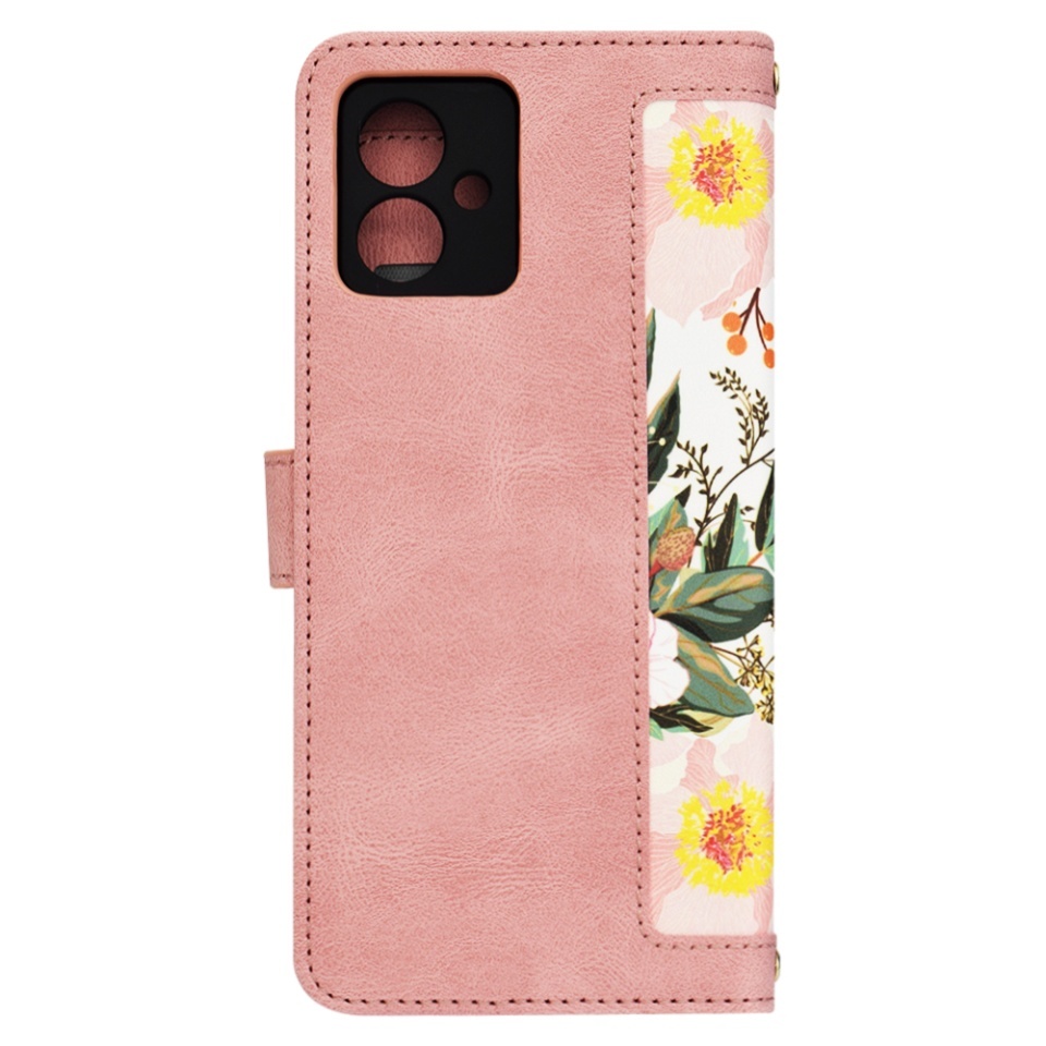 Husa pentru Motorola Moto G14, SKYDDAR INNOVATION, Flipcraft din Piele Ecologică, Stand Integrat, Buzunare pentru Carduri, set cu sticker, Roz - 2 | YEO