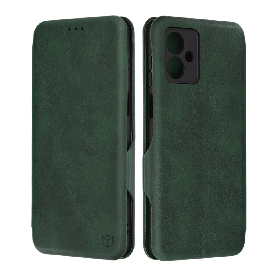 Husa pentru Motorola Moto G14, SKYDDAR INNOVATION, Safe Wallet tip carte din Piele Ecologica, Suport Carduri, Inchidere Magnetica, Verde, set cu sticker