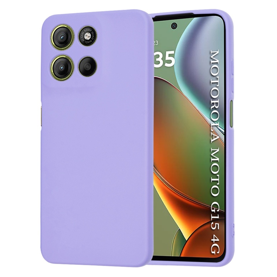 Husa pentru Motorola Moto G15 / Moto G15 Power, SKYDDAR INNOVATION, din Silicon Catifelat, SoftElegance, set cu sticker, Violet