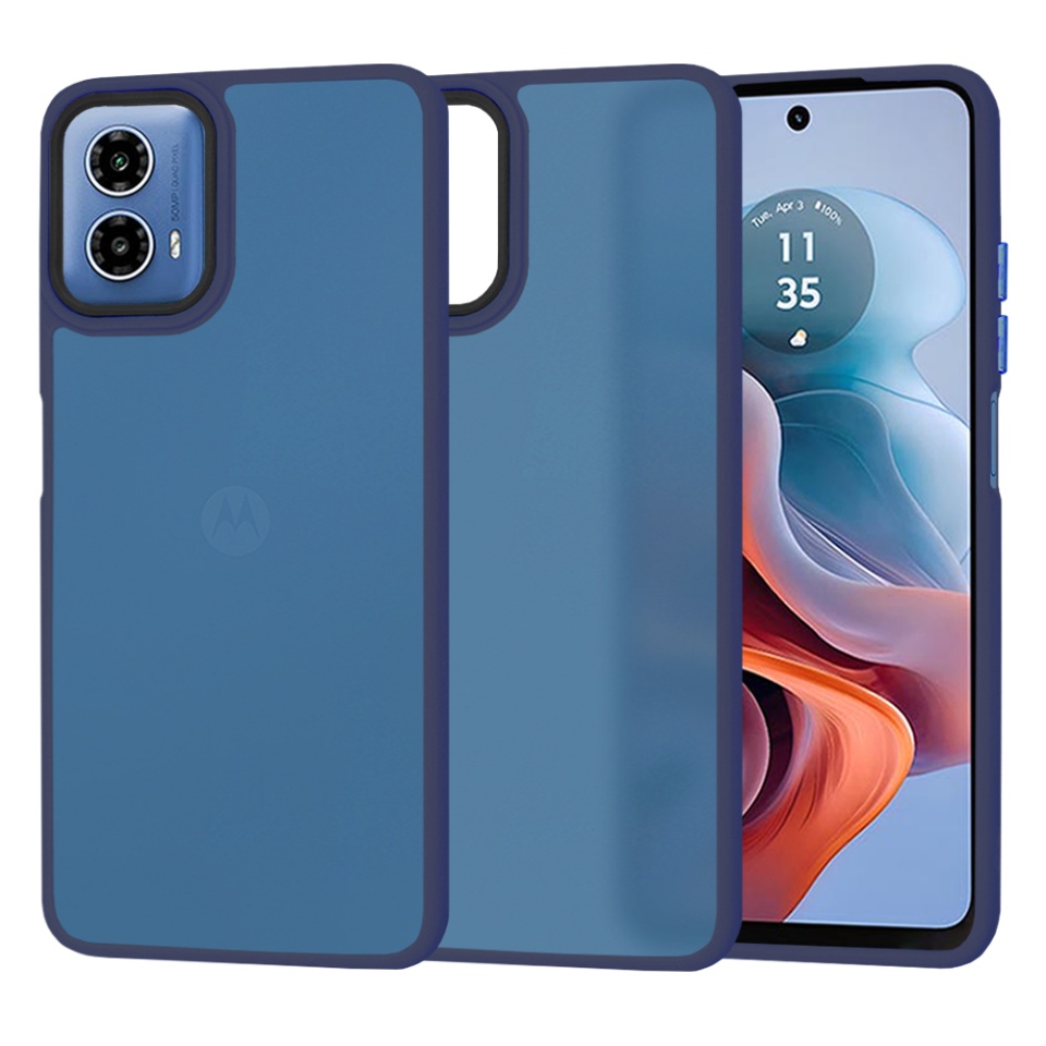 Husa pentru Motorola Moto G34, ce Absoarbe Cele mai Aspre Socuri, Skyddar Frosted - Bleumarin