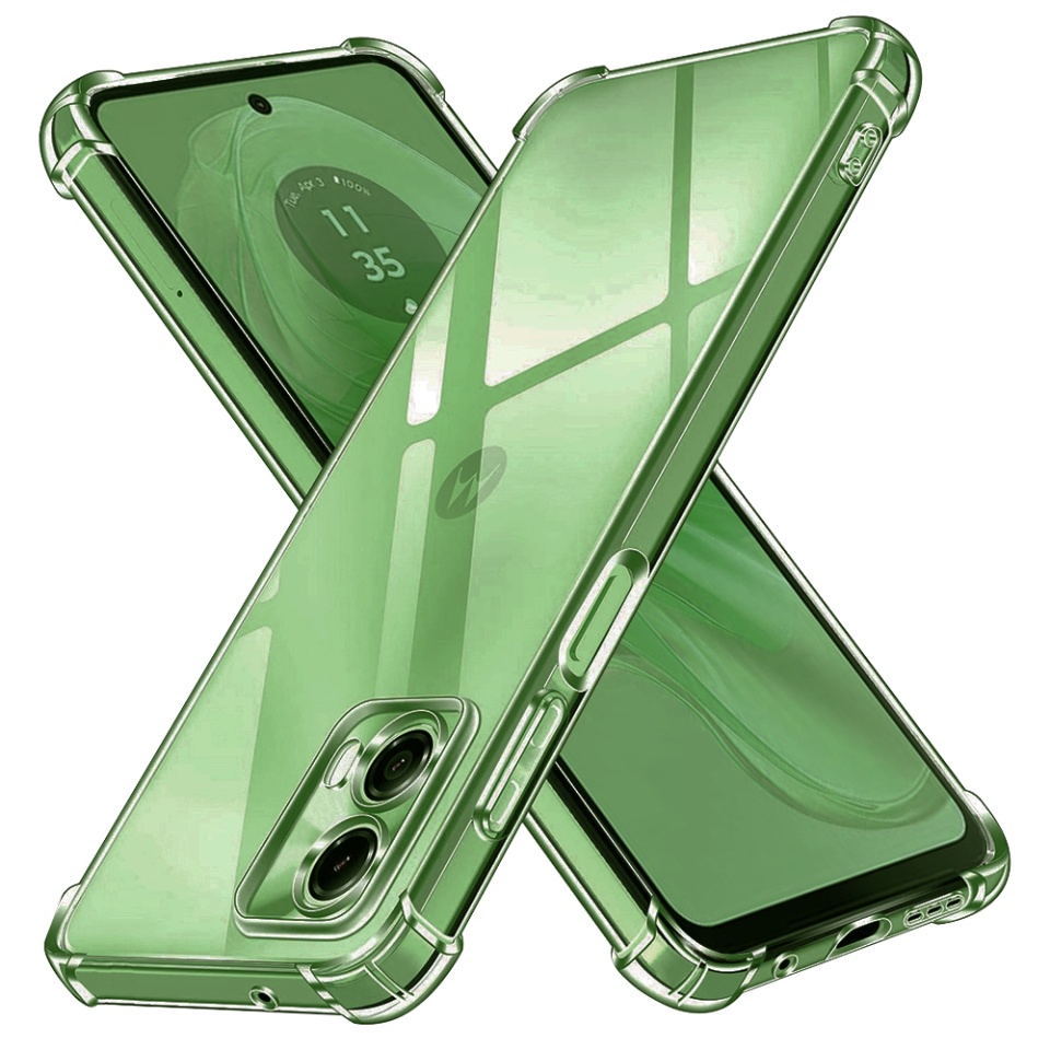 Husa pentru Motorola Moto G35 , SKYDDAR INNOVATION, Shockproof Clear din Silicon Slim, Transparenta, set cu sticker