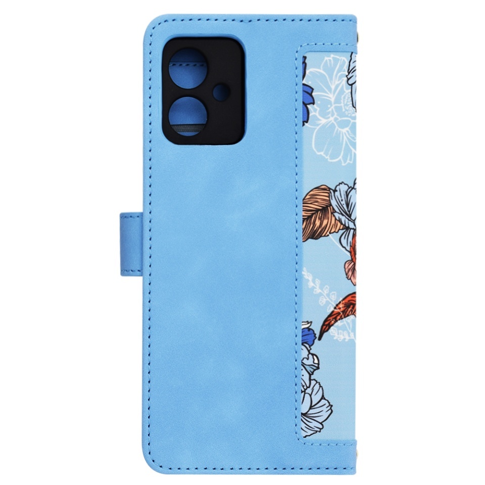 Husa pentru Motorola Moto G54 Power Edition / Moto G64, SKYDDAR INNOVATION, Flipcraft din Piele Ecologică, Stand Integrat, Buzunare pentru Carduri, set cu sticker, Bleu - 2 | YEO