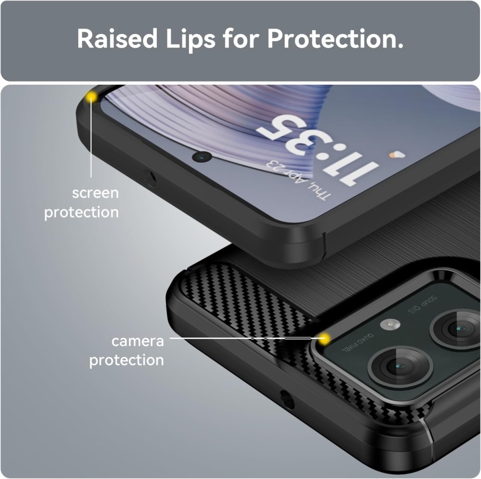 Husa pentru Motorola Moto G55 din Silicon Premium, Slim, cu textura Fibra Carbon - Negru - 2 | YEO