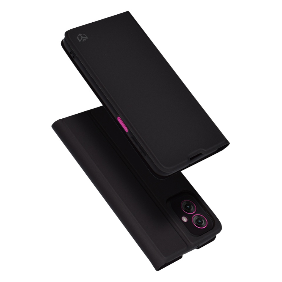 Husa pentru Motorola Moto G55, SKYDDAR INNOVATION, Magskin Book, tip Carte cu Portofel Interior, set cu sticker, Negru