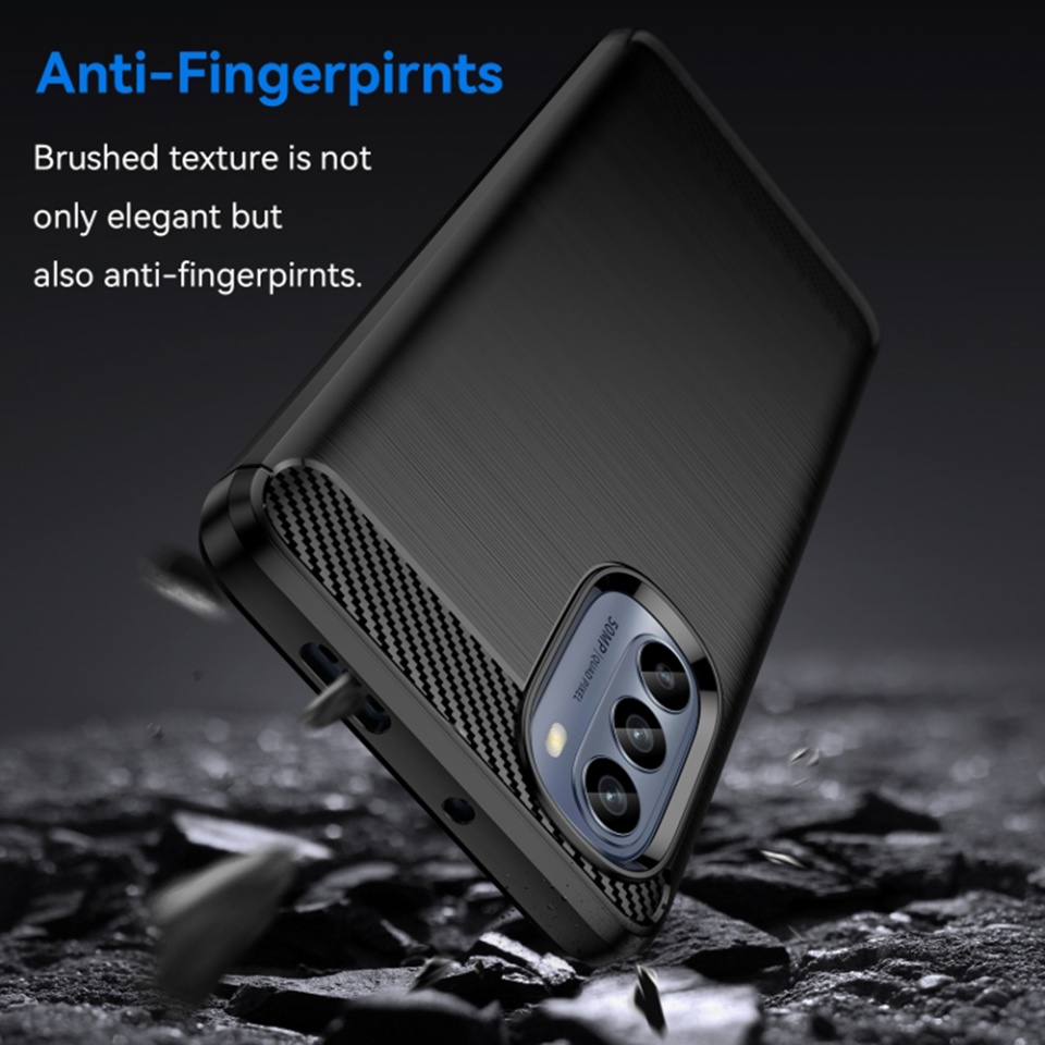 Husa pentru Motorola Moto G62 5G, SKYDDAR INNOVATION, Carbon Silicone, din Silicon Slim, cu textura Fibra Carbon, set cu sticker, Negru - 3 | YEO