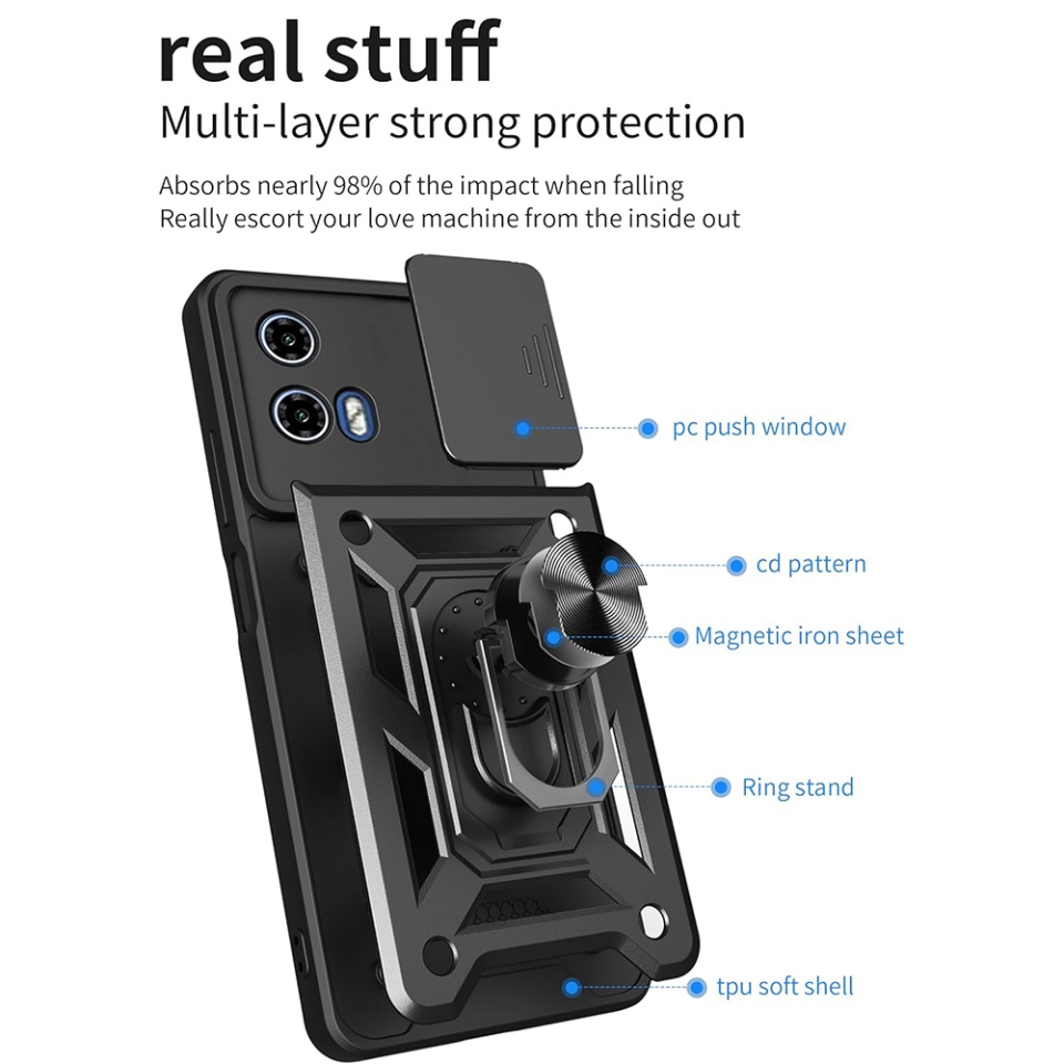 Husa pentru Motorola Moto G71 5G cu inel magnetic si protectie camera CamShield - Negru - 1 | YEO