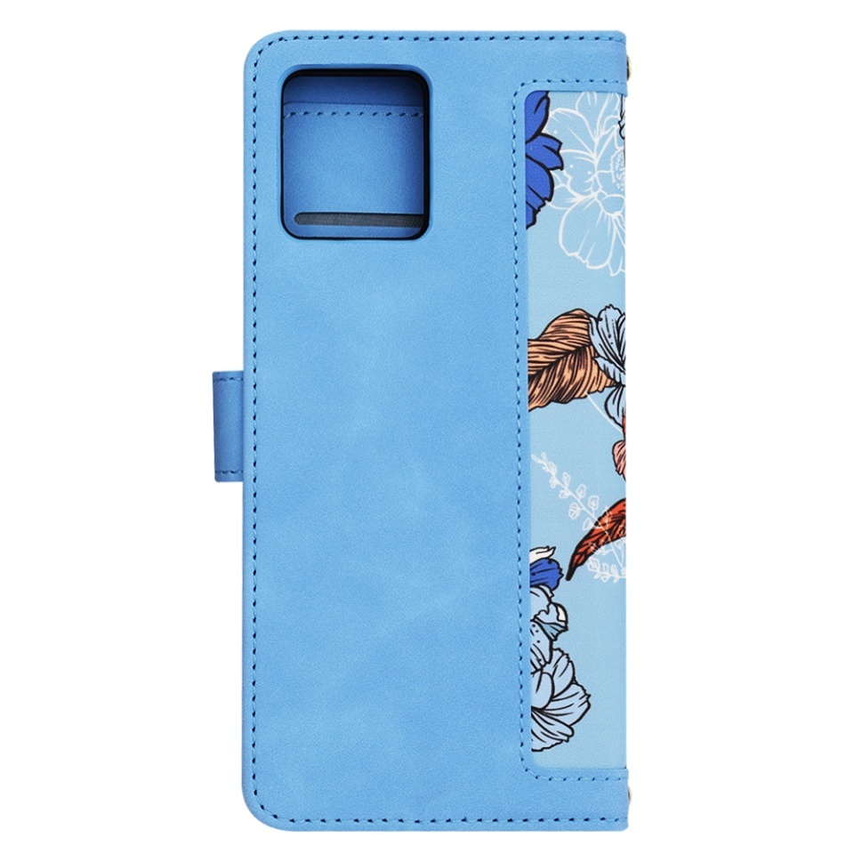 Husa pentru Motorola Moto G72, SKYDDAR INNOVATION, Flipcraft din Piele Ecologică, Stand Integrat, Buzunare pentru Carduri, set cu sticker, Bleu - 2 | YEO
