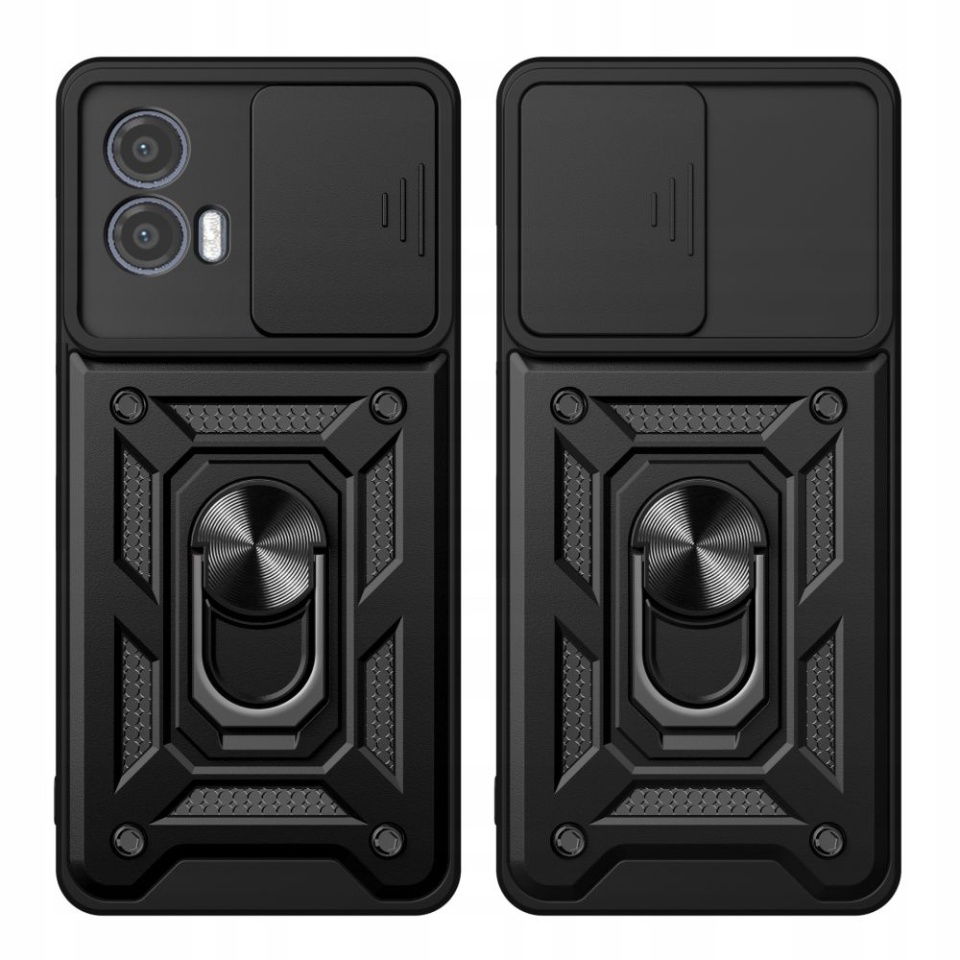 Husa pentru Motorola Moto G73, SKYDDAR INNOVATION, CamShield, Inel magnetic, set cu sticker, Negru - 1 | YEO