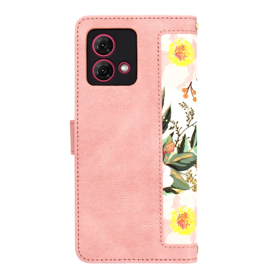 Husa pentru Motorola Moto G84, SKYDDAR INNOVATION, Flipcraft din Piele Ecologică, Stand Integrat, Buzunare pentru Carduri, set cu sticker, Roz - 2 | YEO