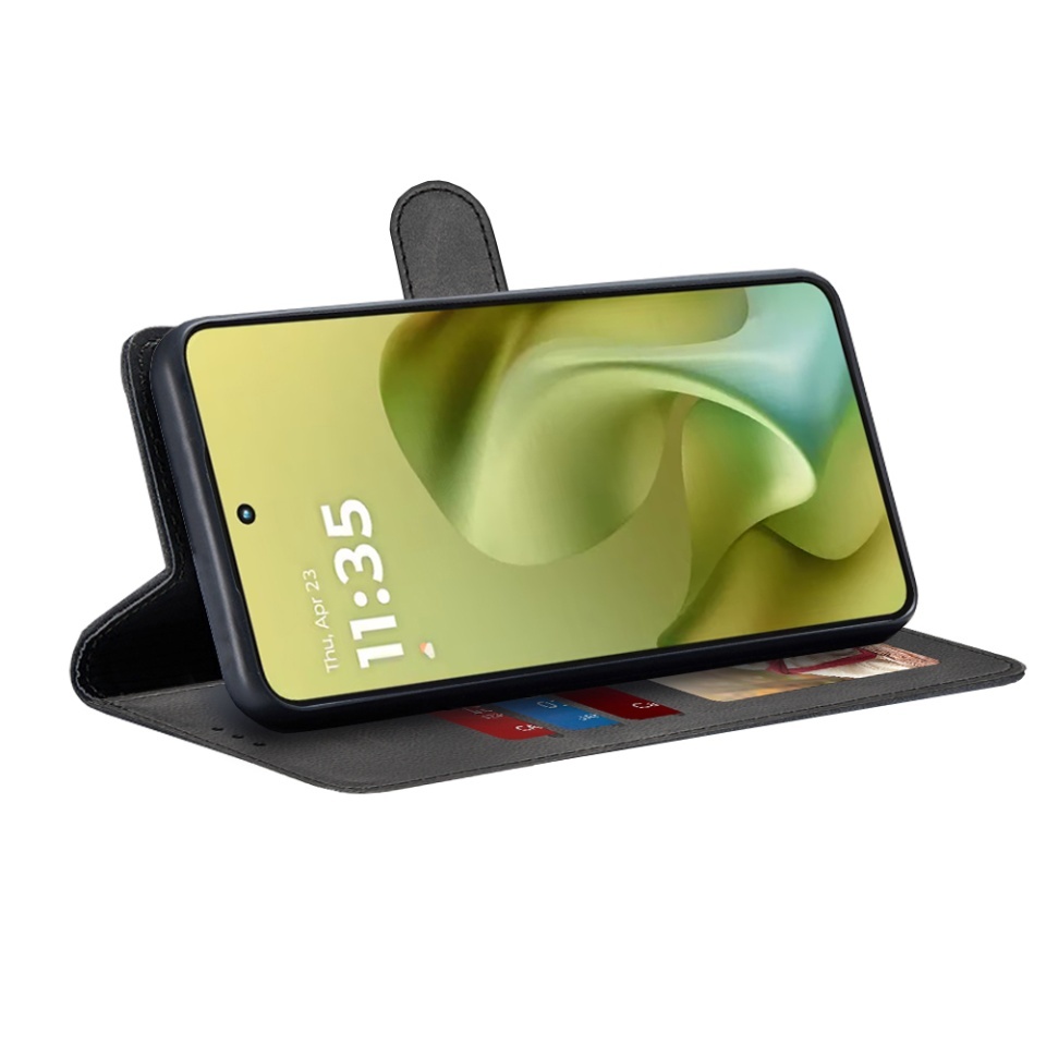 Husa pentru Motorola Moto G86, SKYDDAR INNOVATION, Diary Book, tip carte cu Portofel Interior, Antisoc, set cu sticker, Negru - 1 | YEO