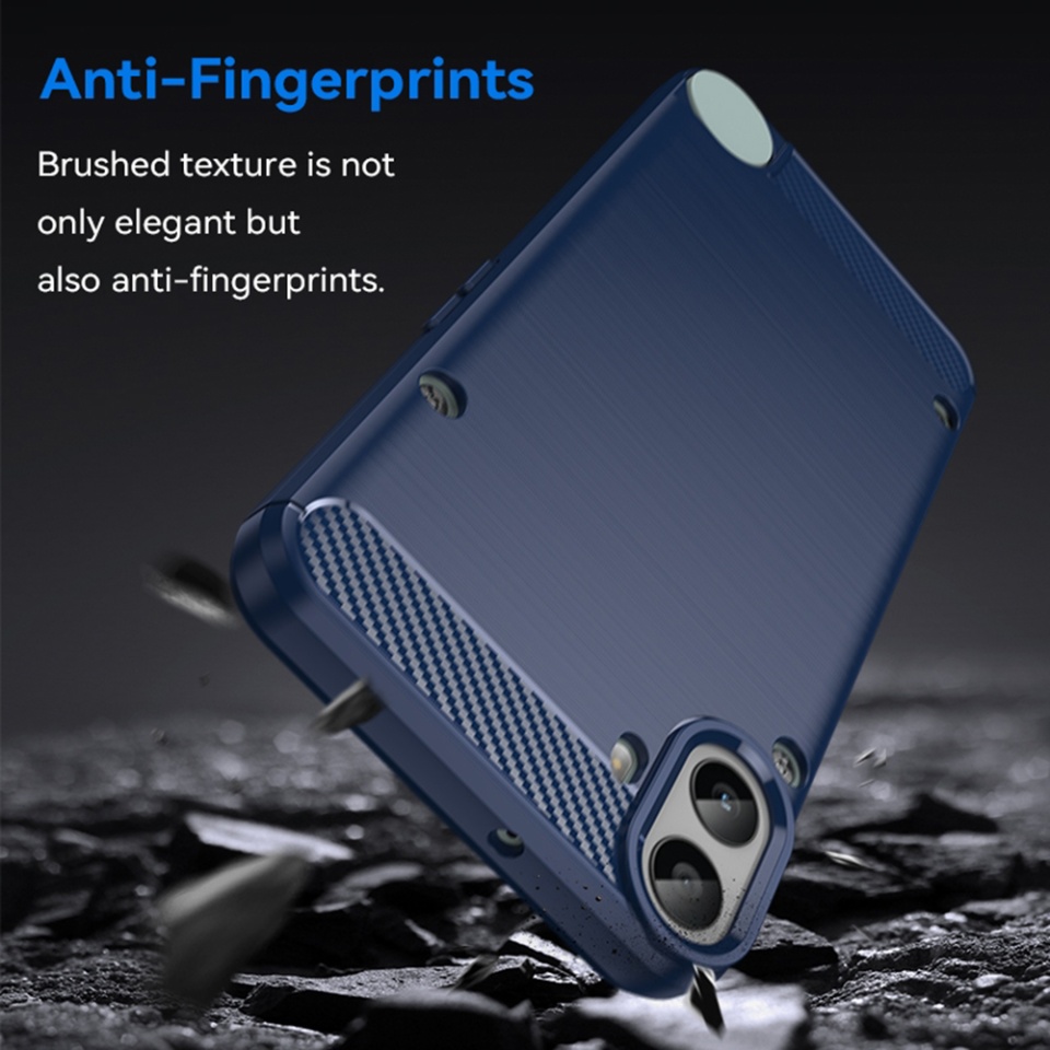 Husa pentru Nothing CMF Phone 1 din Silicon Premium, Slim, cu textura Fibra Carbon - Albastru - 3 | YEO