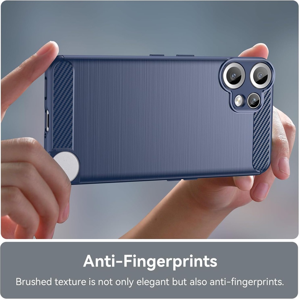 Husa pentru Nothing CMF Phone 2 Pro, SKYDDAR INNOVATION, Carbon Silicone, din Silicon Slim, cu textura Fibra Carbon, set cu sticker, Albastru - 2 | YEO