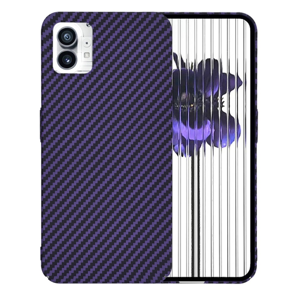 Husa pentru Nothing Phone (1), SKYDDAR INNOVATION, textura carbon, Carbonite FiberShell, set cu sticker, Mov,