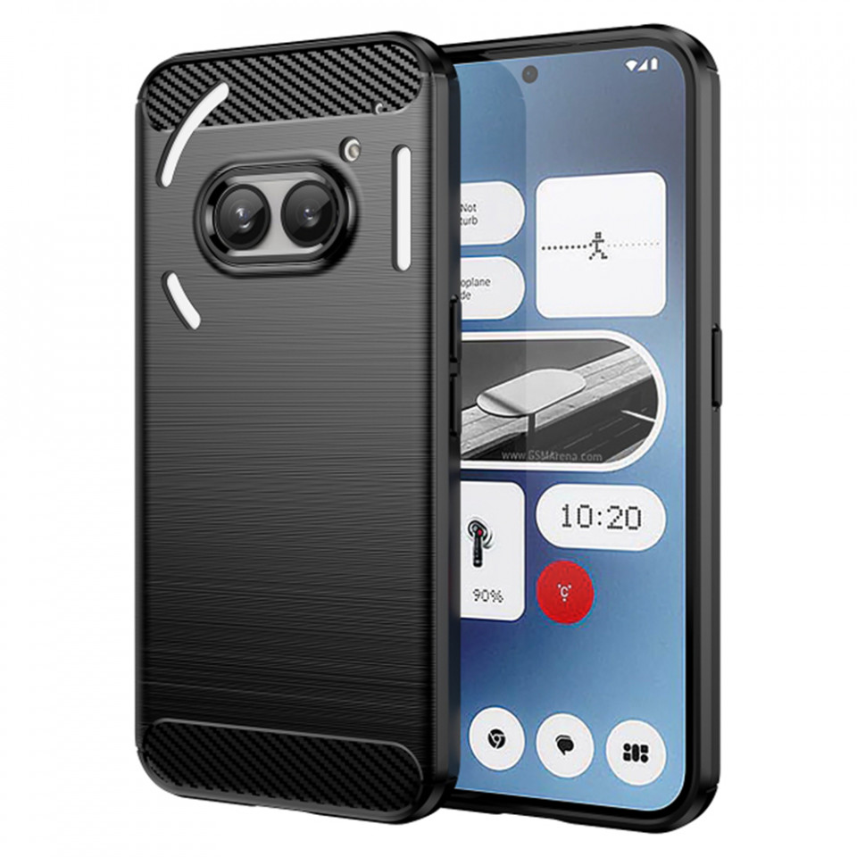Husa pentru Nothing Phone (2a) din silicon, Slim, cu textură Fibra Carbon - Negru - 1 | YEO