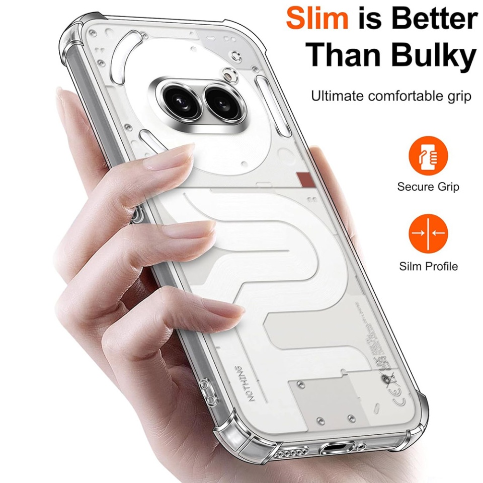 Husa pentru Nothing Phone (2a) / Phone (2a) Plus , SKYDDAR INNOVATION, Shockproof Clear din Silicon Slim, Transparenta, set cu sticker - 1 | YEO
