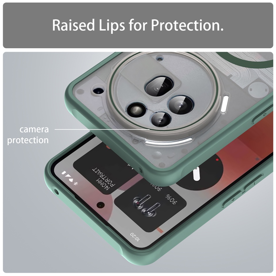 Husa pentru Nothing Phone (3a) Pro, SKYDDAR INNOVATION, HaloFrost MagSafe II, Antisoc, set cu sticker, Verde - 3 | YEO