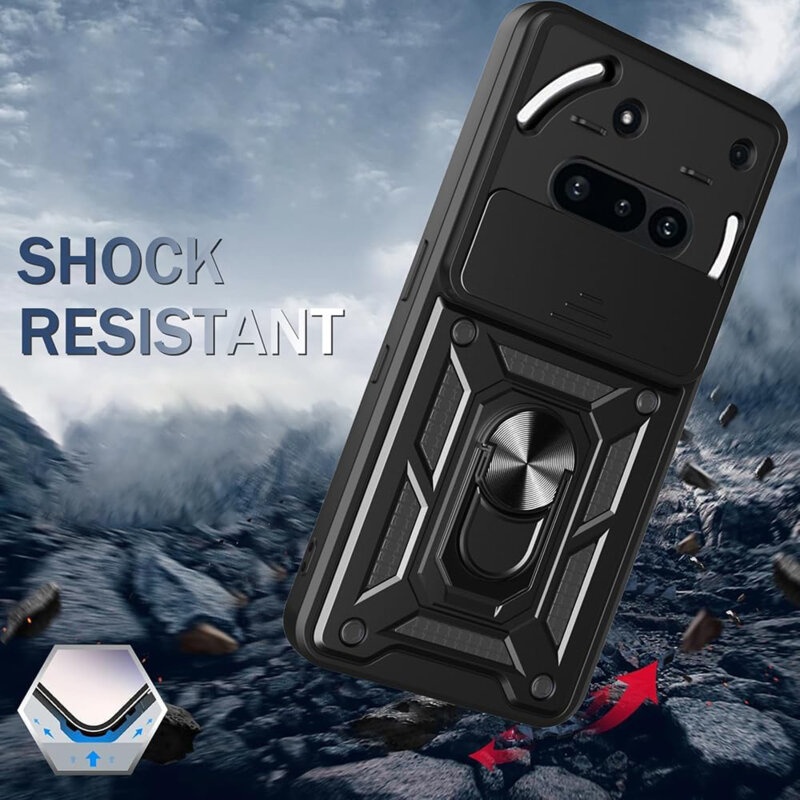 Husa pentru Nothing Phone (3a), SKYDDAR INNOVATION, CamShield, Negru, set cu sticker - 1 | YEO