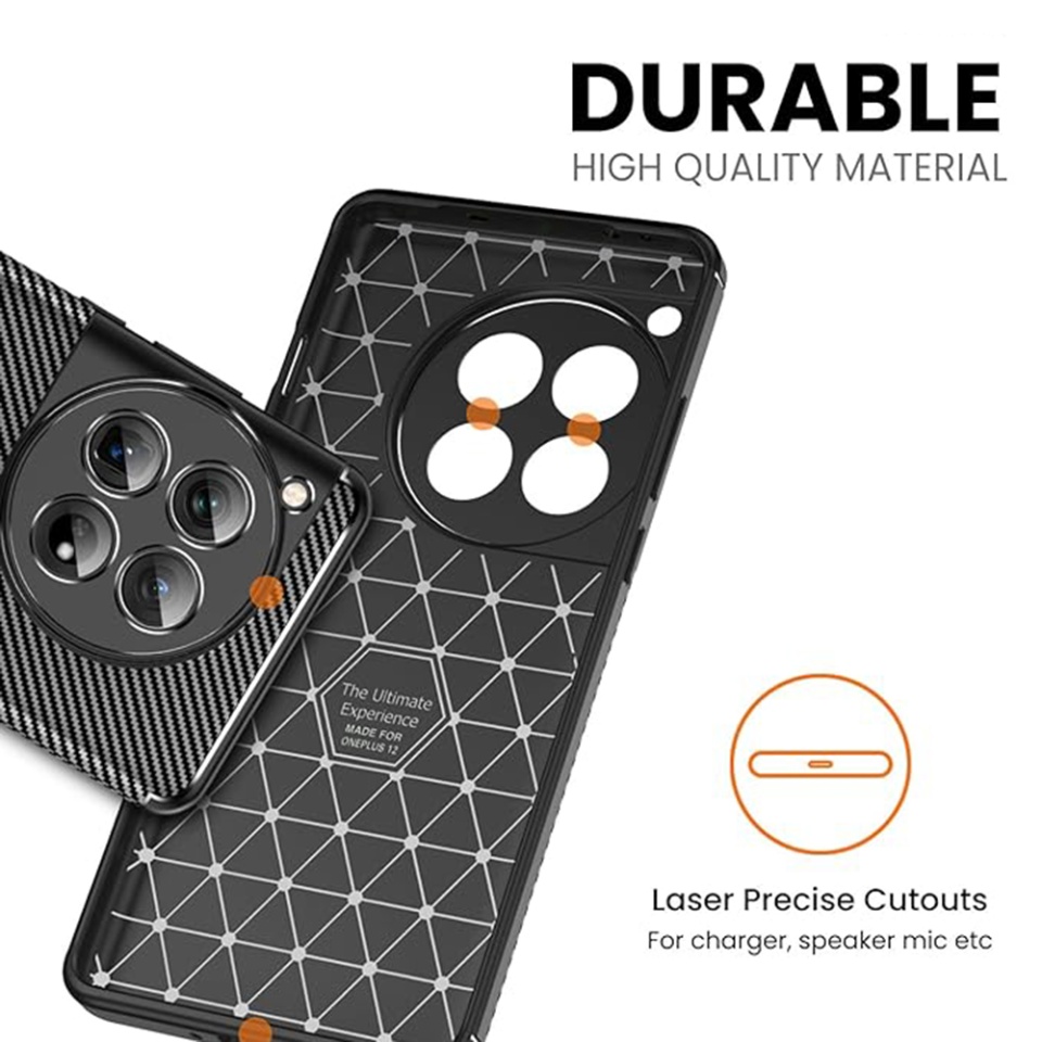 Husa pentru OnePlus 12, SKYDDAR INNOVATION, CarbonFiber, Antisoc, Negru, set cu sticker - 1 | YEO