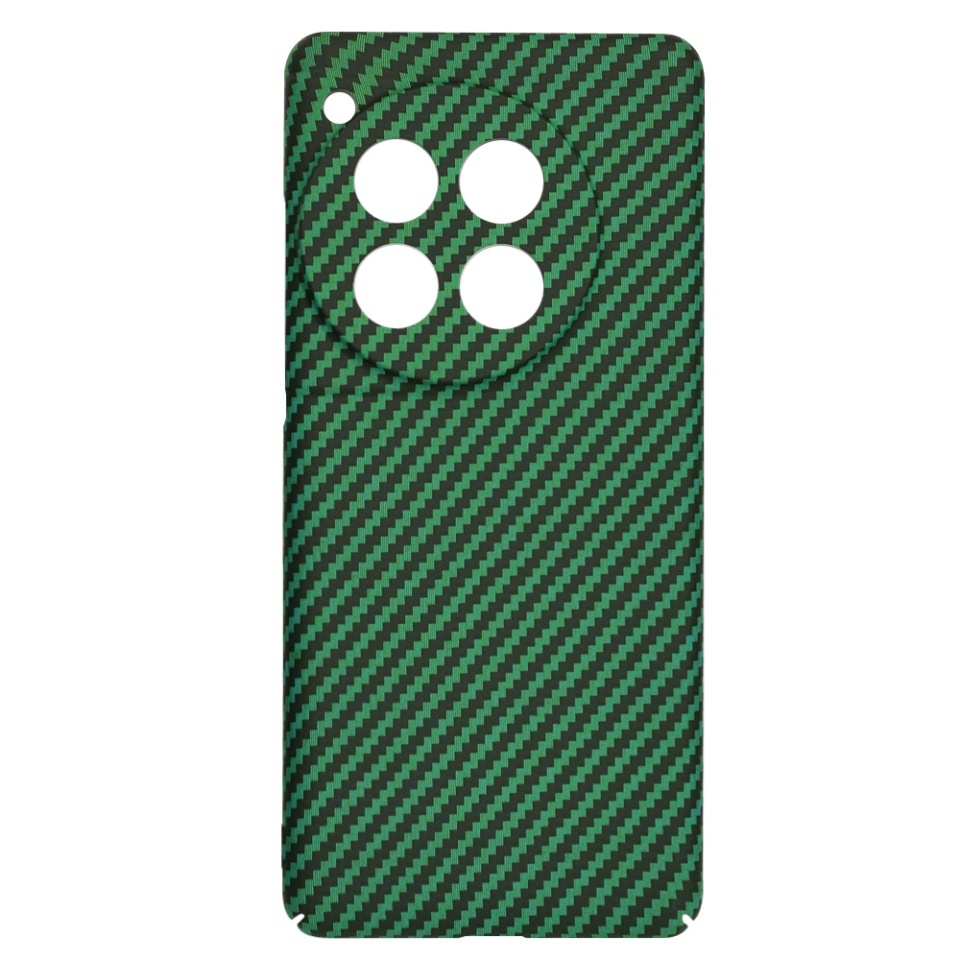 Husa pentru OnePlus 12, SKYDDAR INNOVATION, textura carbon, Carbonite FiberShell, set cu sticker, Verde, - 3 | YEO