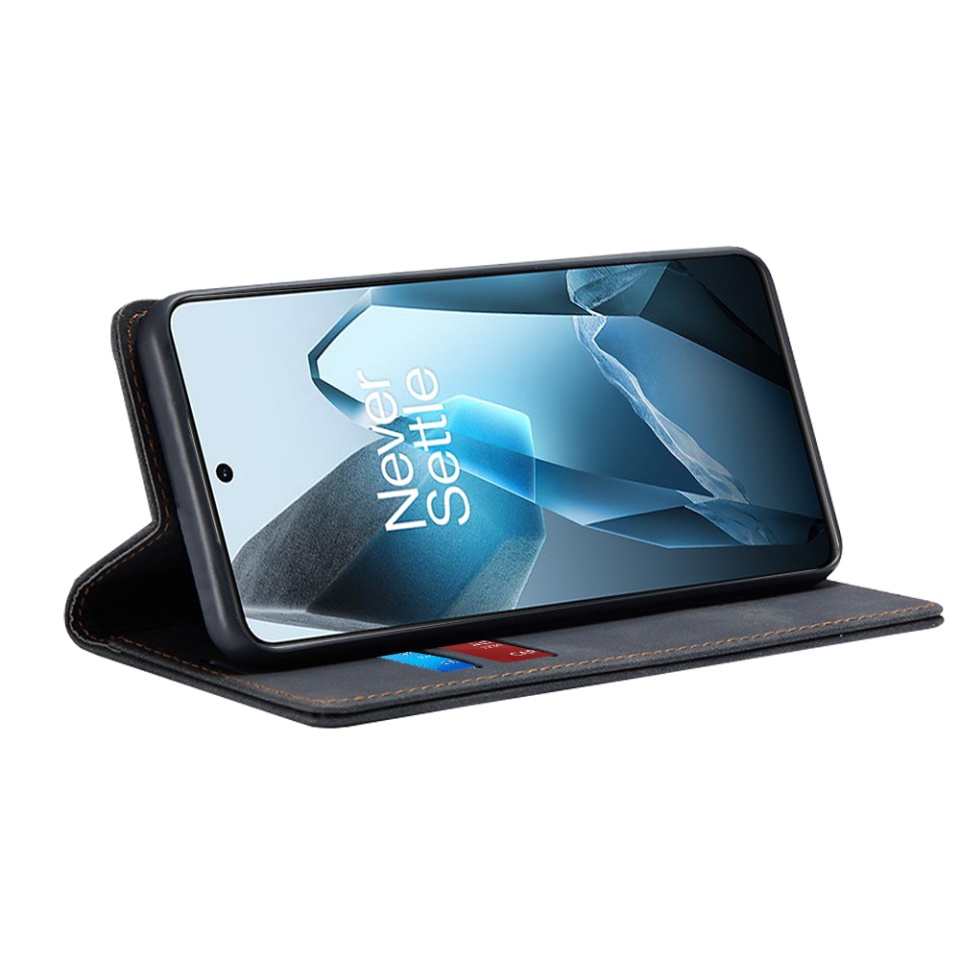 Husa pentru OnePlus 13, SKYDDAR INNOVATION, Soft Wallet, tip Carte din piele Eco Premium, cu Portofel Interior, Negru, set cu sticker - 1 | YEO