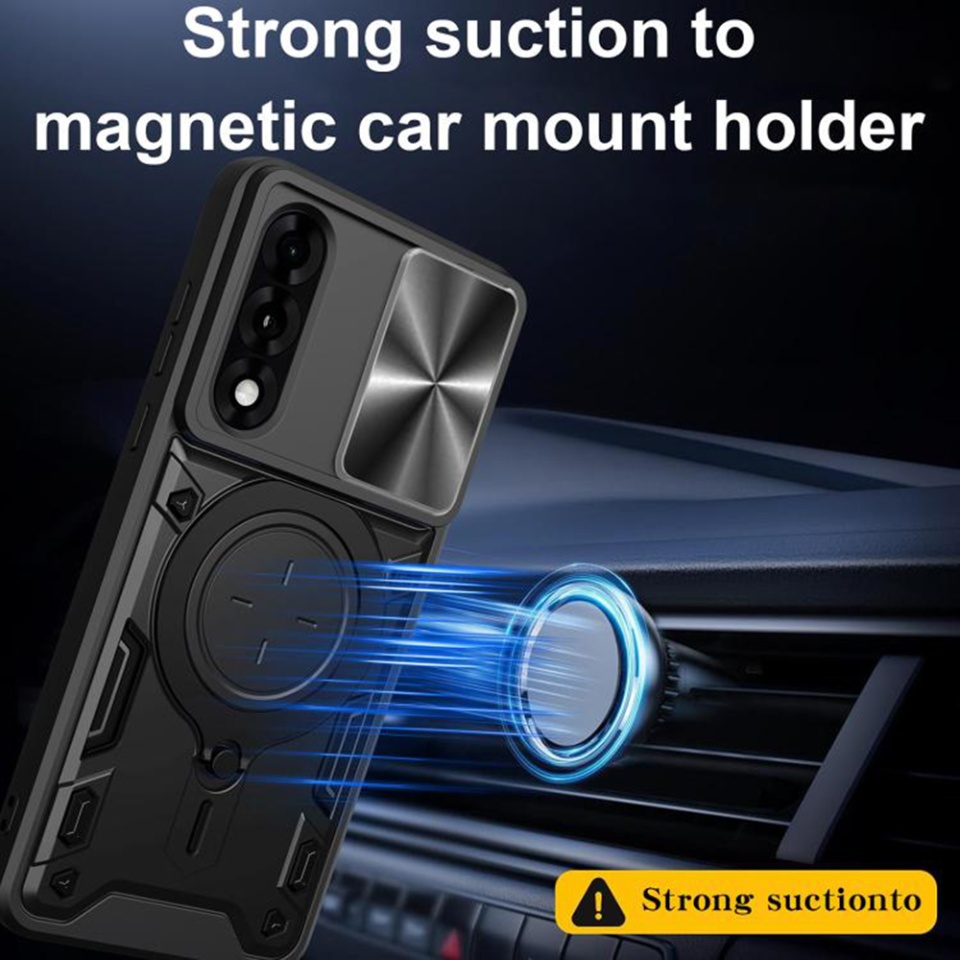 Husa pentru OnePlus Nord 5, SKYDDAR INNOVATION, CamGuard Pro, Inel Magnetic, Protectie Camera, set cu sticker, Negru - 2 | YEO