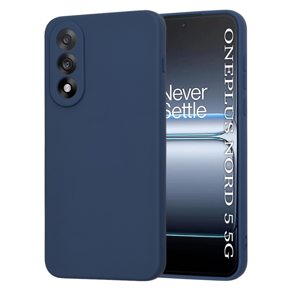Husa pentru OnePlus Nord 5, SKYDDAR INNOVATION, din Silicon Catifelat, SoftElegance, set cu sticker, Bleumarin