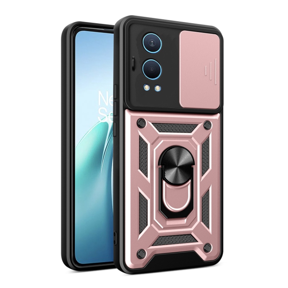 Husa pentru OnePlus Nord CE4 Lite cu inel magnetic si protectie camera Skyddar CamShield - Roz