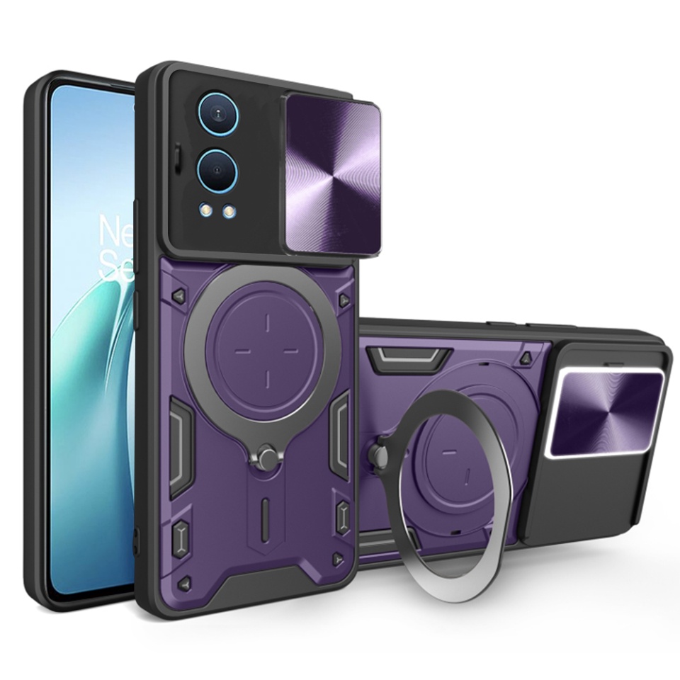 Husa pentru OnePlus Nord CE4 Lite, cu inel magnetic si suport ajustabil, protectie completa camera, SKDR SafeCover - Mov