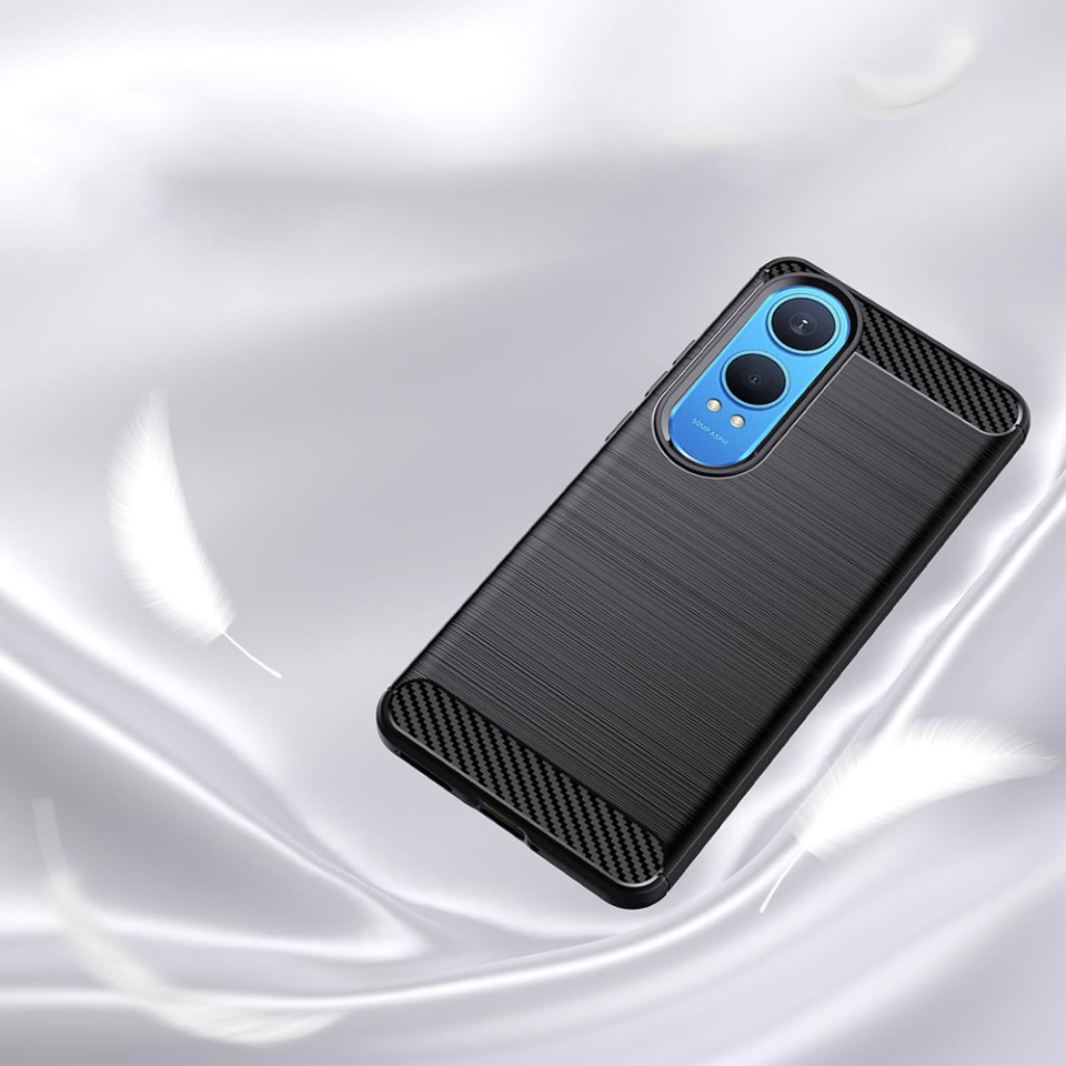 Husa pentru OnePlus Nord CE4 Lite din Silicon Premium, Slim, cu textura Fibra Carbon - Negru - 2 | YEO