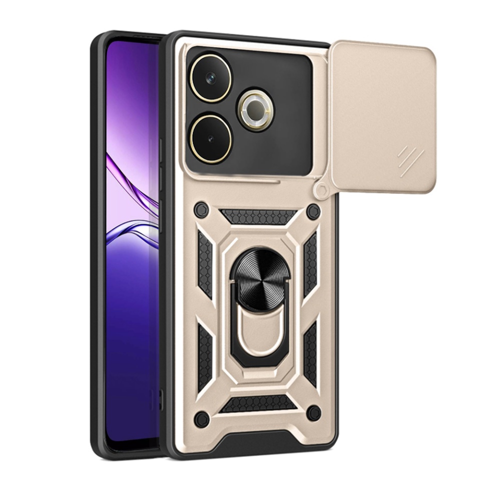 Husa pentru Oppo A5 Pro 5G / A5 Pro 4G, SKYDDAR INNOVATION, CamShield, Inel magnetic, set cu sticker, Auriu