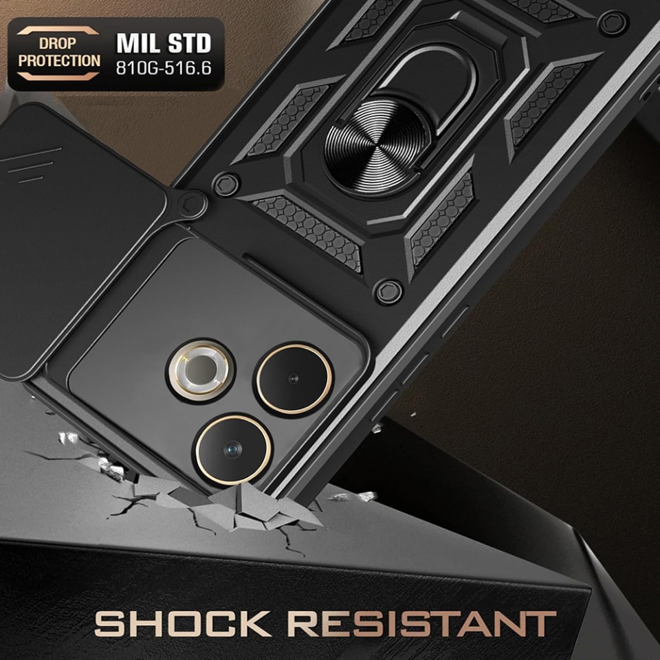 Husa pentru Oppo A5 Pro 5G / A5 Pro 4G, SKYDDAR INNOVATION, CamShield, Negru, set cu sticker - 1 | YEO