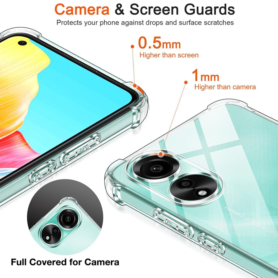 Husa pentru Oppo A58 4G , SKYDDAR INNOVATION, Shockproof Clear din Silicon Slim, Transparenta, set cu sticker - 3 | YEO