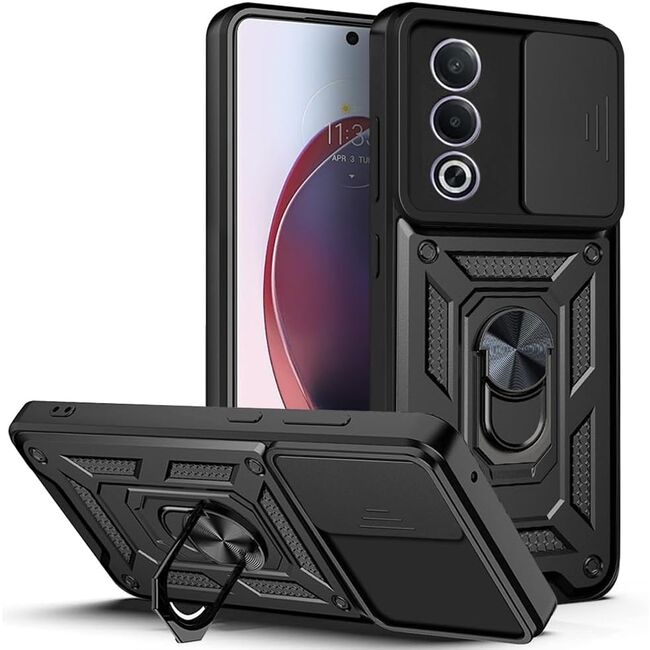 Husa pentru Oppo A80 5G cu inel magnetic si protectie camera Skyddar CamShield - Negru - 1 | YEO