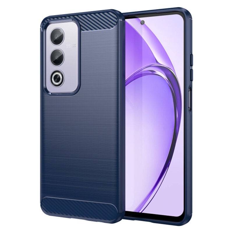 Husa pentru Oppo A80 5G din Silicon Premium, Slim, cu textura Fibra Carbon - Albastru