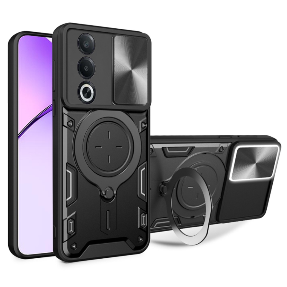 Husa pentru Oppo A80 5G, SKYDDAR INNOVATION, CamGuard Pro, Inel Magnetic, Protectie Camera, set cu sticker, Negru