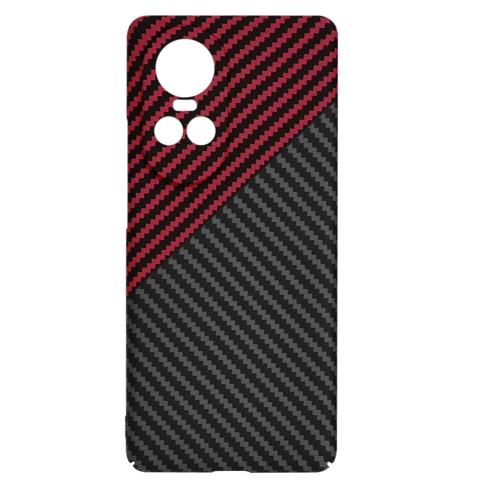 Husa pentru Oppo Reno10 / Reno10 Pro, SKYDDAR INNOVATION, textura carbon, Carbonite FiberShell, set cu sticker, Rosu inchis, - 3 | YEO