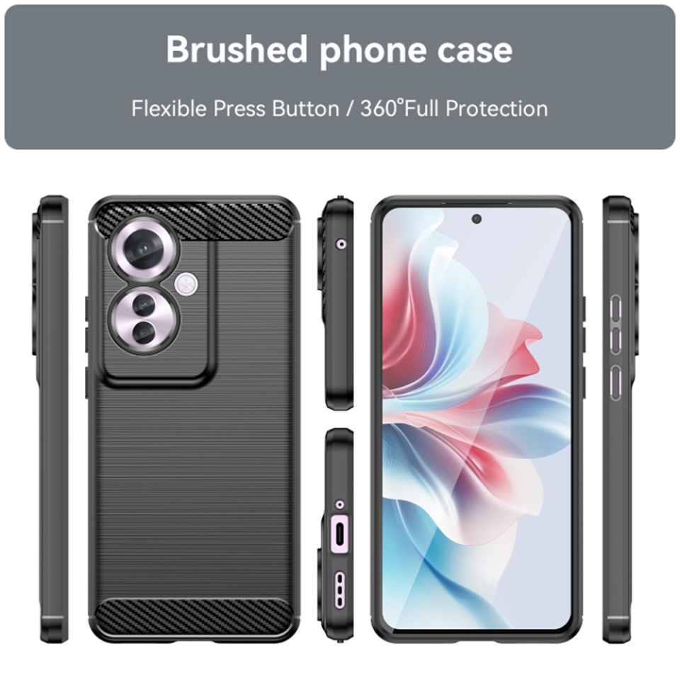 Husa pentru Oppo Reno11 F din Silicon Premium, Slim, cu textura Fibra Carbon - Negru - 1 | YEO