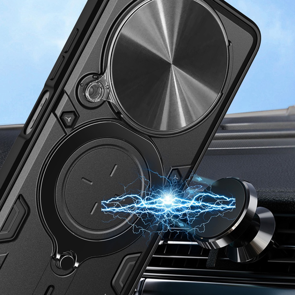 Husa pentru Oppo Reno12 F 5G / Reno12 FS 5G / Reno12 F 4G / Reno12 FS 4G, SKYDDAR INNOVATION, CamGuard Pro, Inel Magnetic, Protectie Camera, set cu sticker, Roz auriu - 6