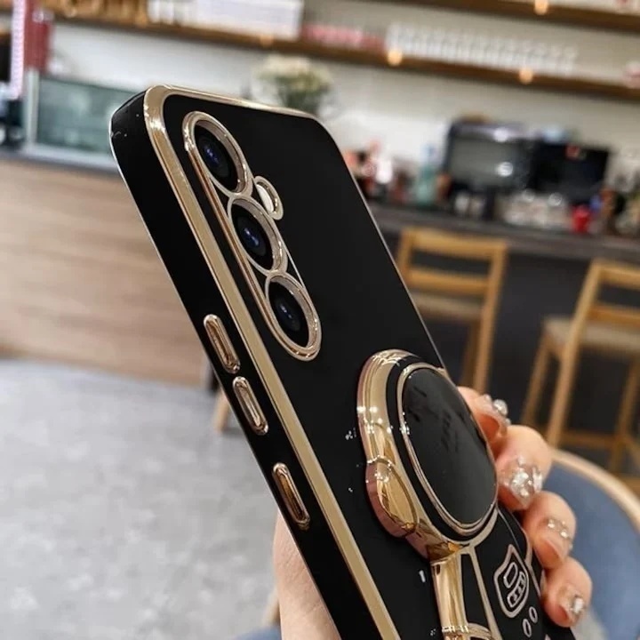 Husa pentru Oppo Reno12 F, suport Kickstand Astronaut, Negru - 1 | YEO