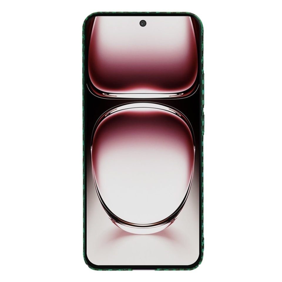 Husa pentru Oppo Reno12 Pro, SKYDDAR INNOVATION, textura carbon, Carbonite FiberShell, set cu sticker, Verde, - 1 | YEO