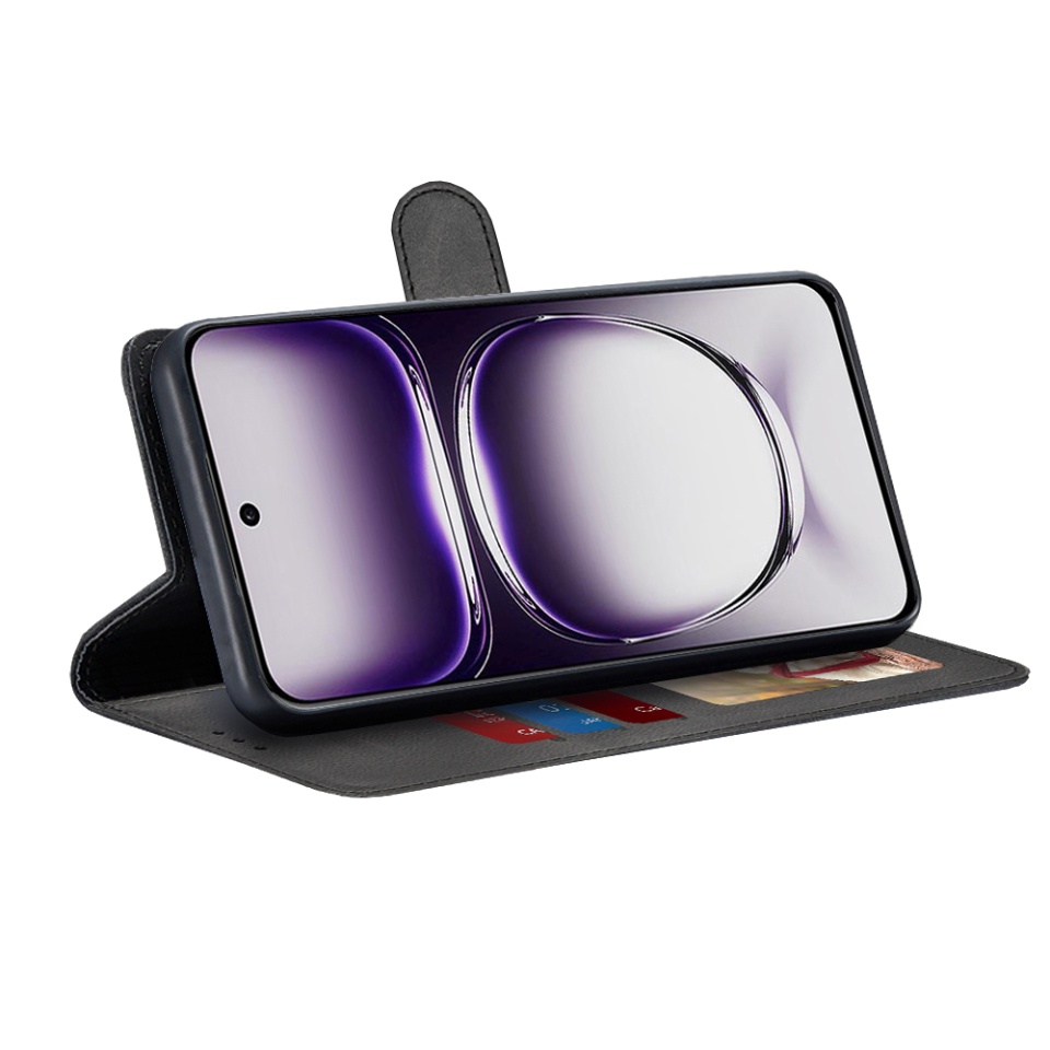 Husa pentru Oppo Reno12, SKYDDAR INNOVATION, Diary Book, tip carte, cu Portofel Interior, Antisoc, Negru, set cu sticker - 1 | YEO