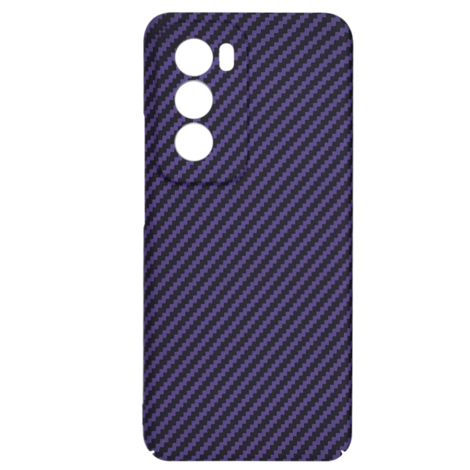 Husa pentru Oppo Reno12, SKYDDAR INNOVATION, textura carbon, Carbonite FiberShell, set cu sticker, Mov, - 3 | YEO