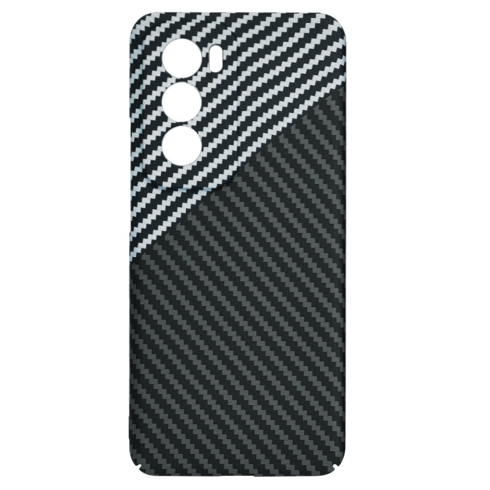 Husa pentru Oppo Reno12, SKYDDAR INNOVATION, textura carbon, Carbonite FiberShell, set cu sticker, Gri, - 3 | YEO