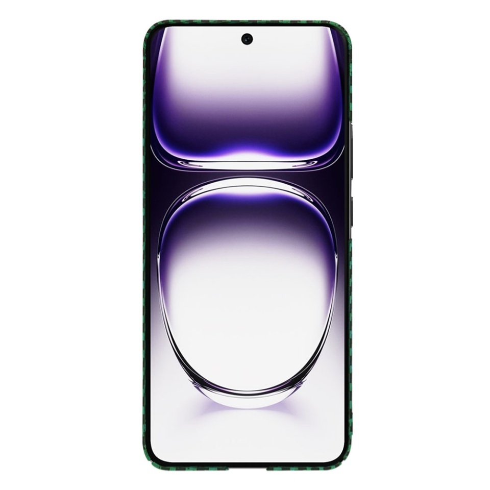 Husa pentru Oppo Reno12, SKYDDAR INNOVATION, textura carbon, Carbonite FiberShell, set cu sticker, Verde, - 1 | YEO