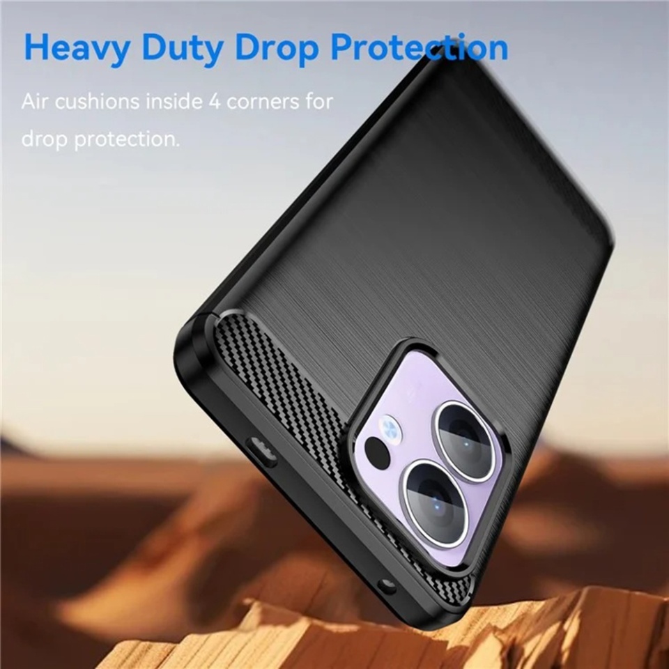 Husa pentru Oppo Reno13 din Silicon Premium, Slim, cu textura Fibra Carbon cu sticker - Negru - 1 | YEO