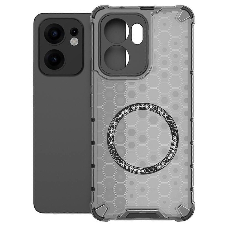 Husa pentru Oppo Reno13 F 4G / Reno13 F 5G / Reno13 FS 5G, SKYDDAR INNOVATION, HoneyComb Shield MagSafe, Negru, set cu sticker - 1 | YEO